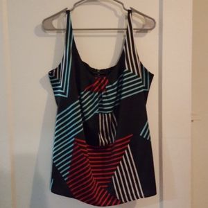 New York & Company Black Red & Blue Tank Top